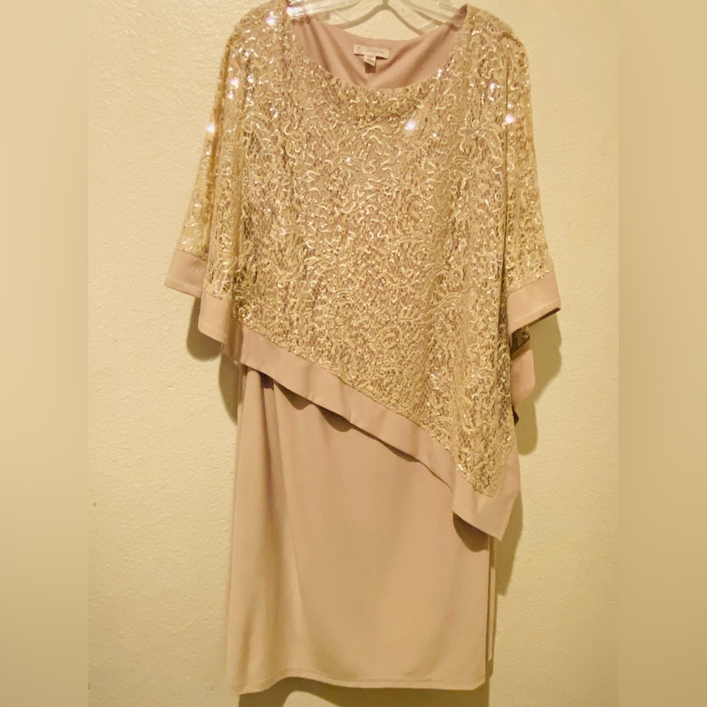 Dress Barn Gold Asymmetrical Sequin Dress